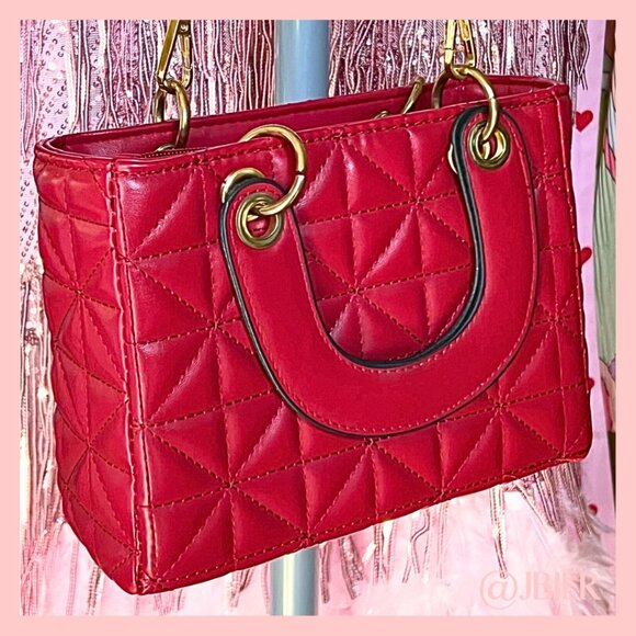 Quilted Faux Leather Crossbody in Red - Picture 1 of 5